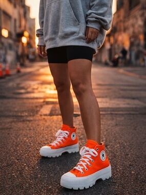 Converse Lugged Chuck Taylor High Top Neon Orange Sneakers 7